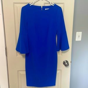 Royal blue 3/4 length bell sleeve dress